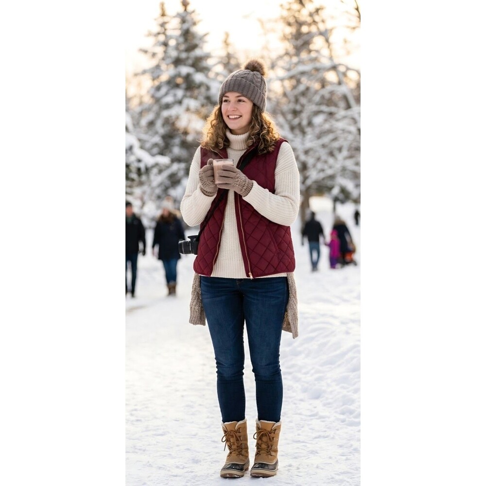 Old Navy Womens Burgundy Quilted Full Zip Vest Sleeveless Size 2XL